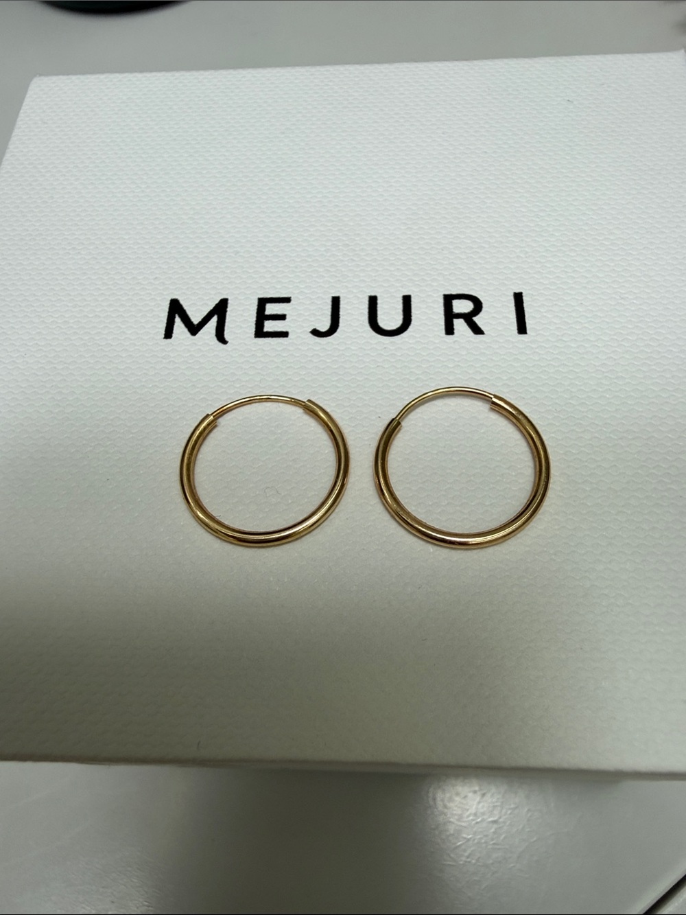 MEJURI Pair of 14k Small Yellow Solid Gold Hoop Earrings